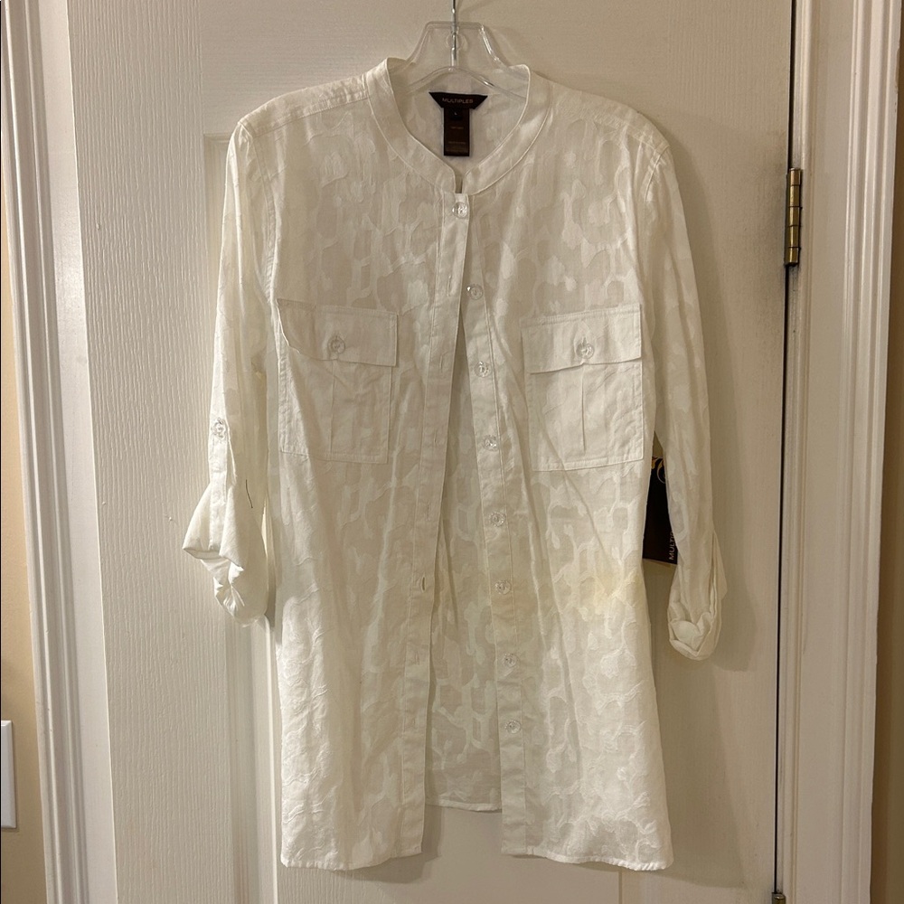 Multiples Cream Textured Blouse